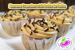 banana cupcake with dulce de leche buttercream